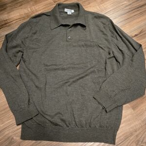 Mantles Merino Polo Collar Button Up Sweater